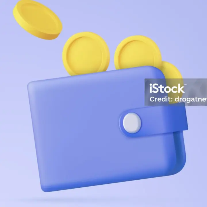 Geldbörse, aus der Münzen fliegen